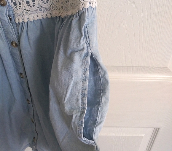 Pins & Needles Blue Denim & White Crochet Dress - Picture 8 of 8